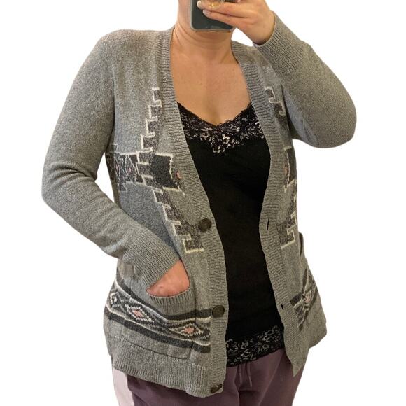 Hollister Aztec Y2K Cardigan Sweater Womens Size L Bella Swan Grandpa Core Boho - Picture 3 of 12
